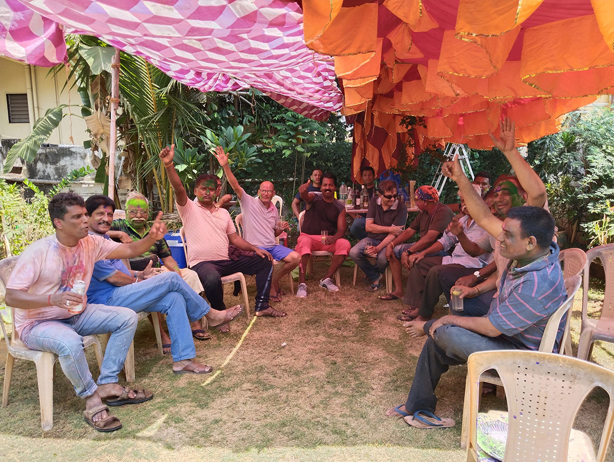 Holi celebrations in progress.